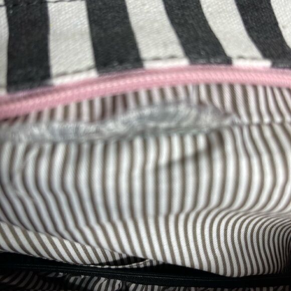 Lovevook laptop  shoulder bag Black & white stripes canvas,pink faux leather - Picture 8 of 13